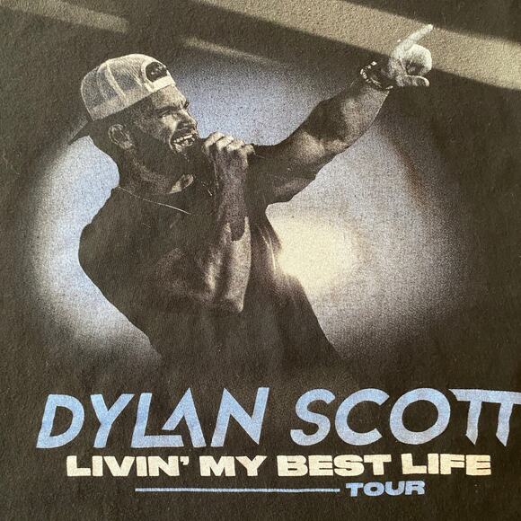 Dylan Scott Tour Tee Distressed Raw Hem Sz S - Picture 1 of 6